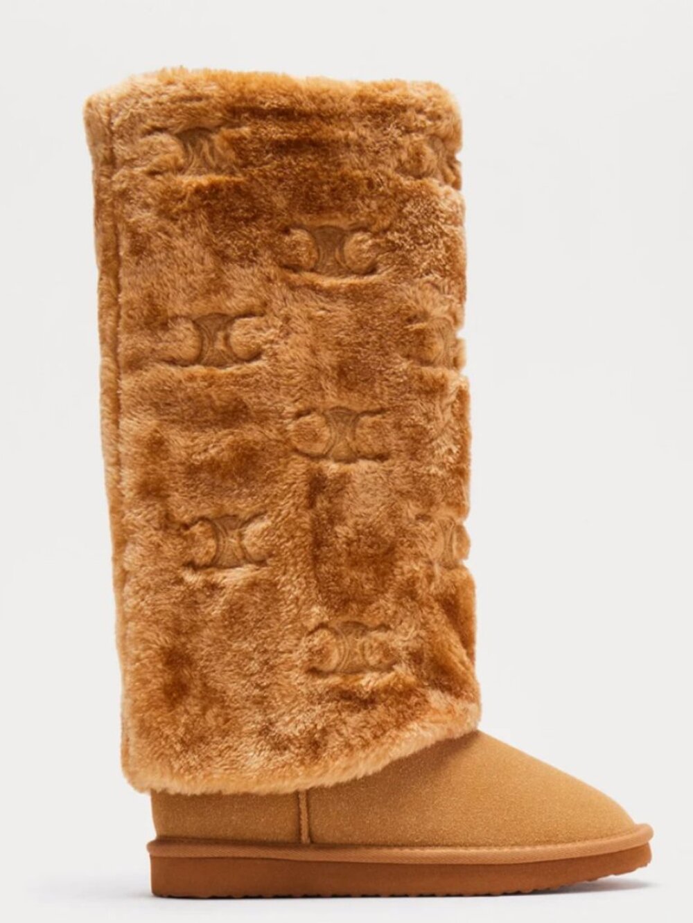 Knee high faux fur boots